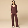 Vintage Velvet V-Neck With Wide Leg Pant-Espresso