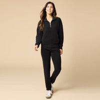 Vintage Velvet 1/4 Zip With Jogger- Black