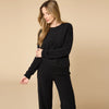 Vintage Velvet Raglan Crew Neck With Pintuck Pants-Black