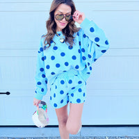 Blue Polka Dot Crop Sweater