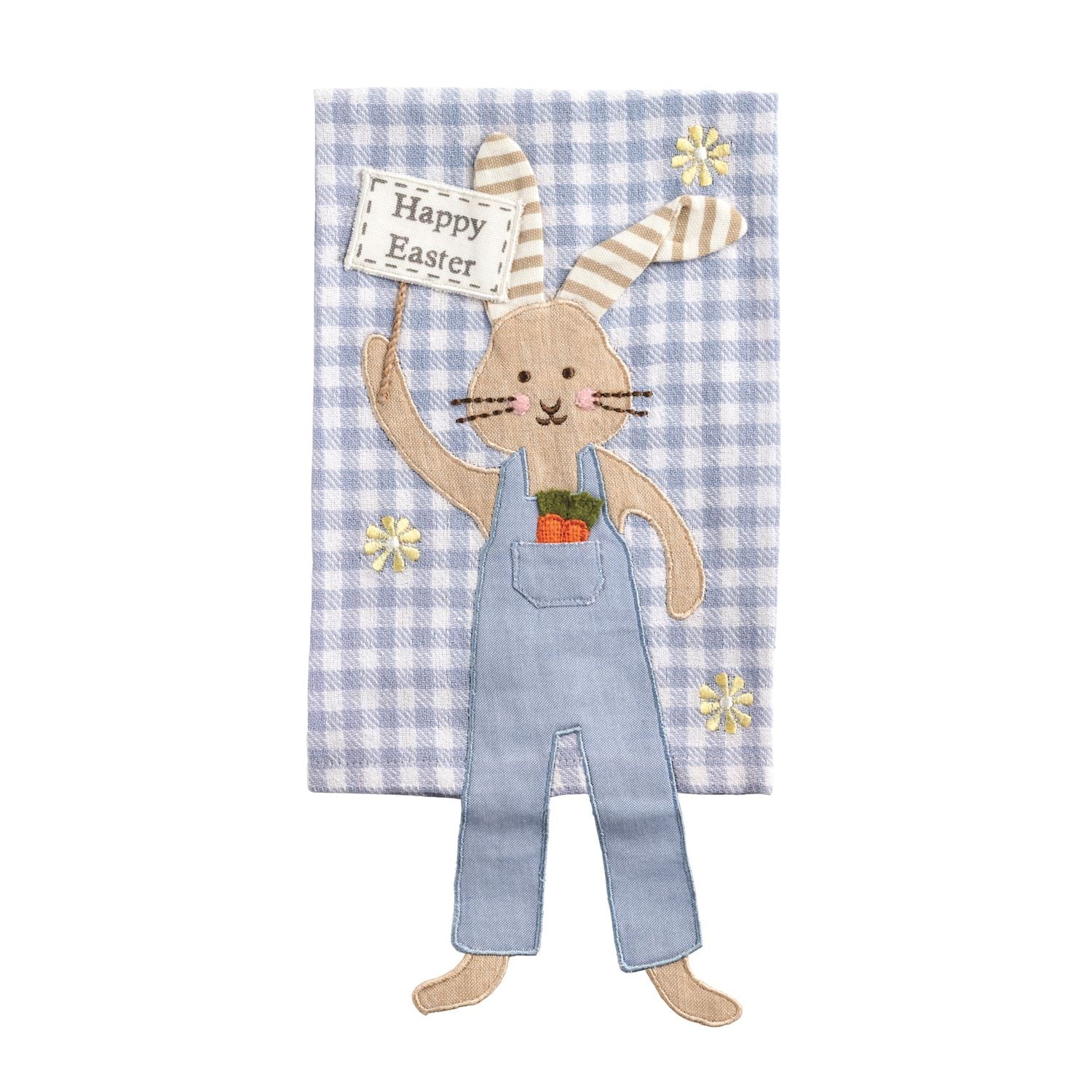 Blue Check Bunny Dangle Leg Towel