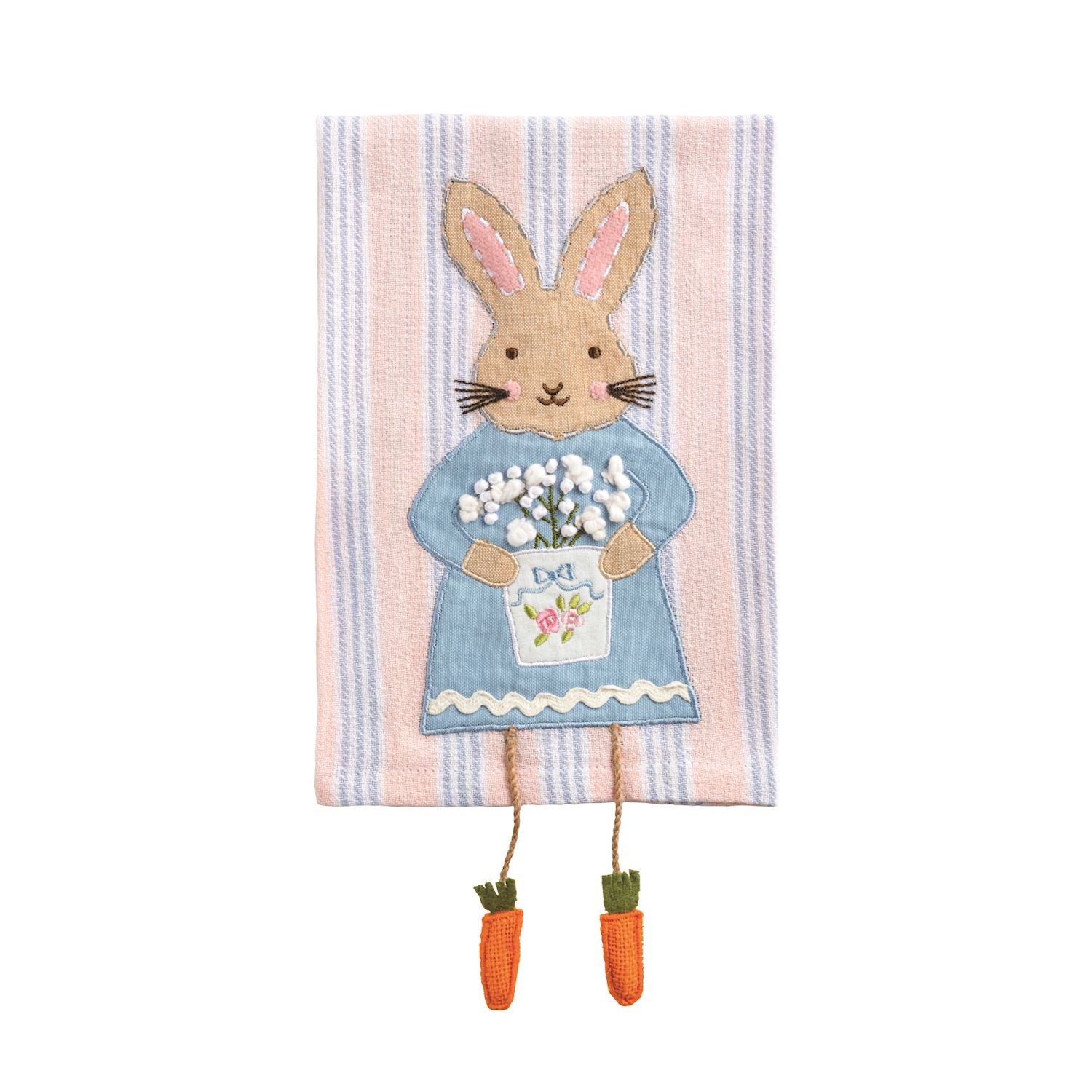 Pink Stripe Bunny Dangle Leg Towel