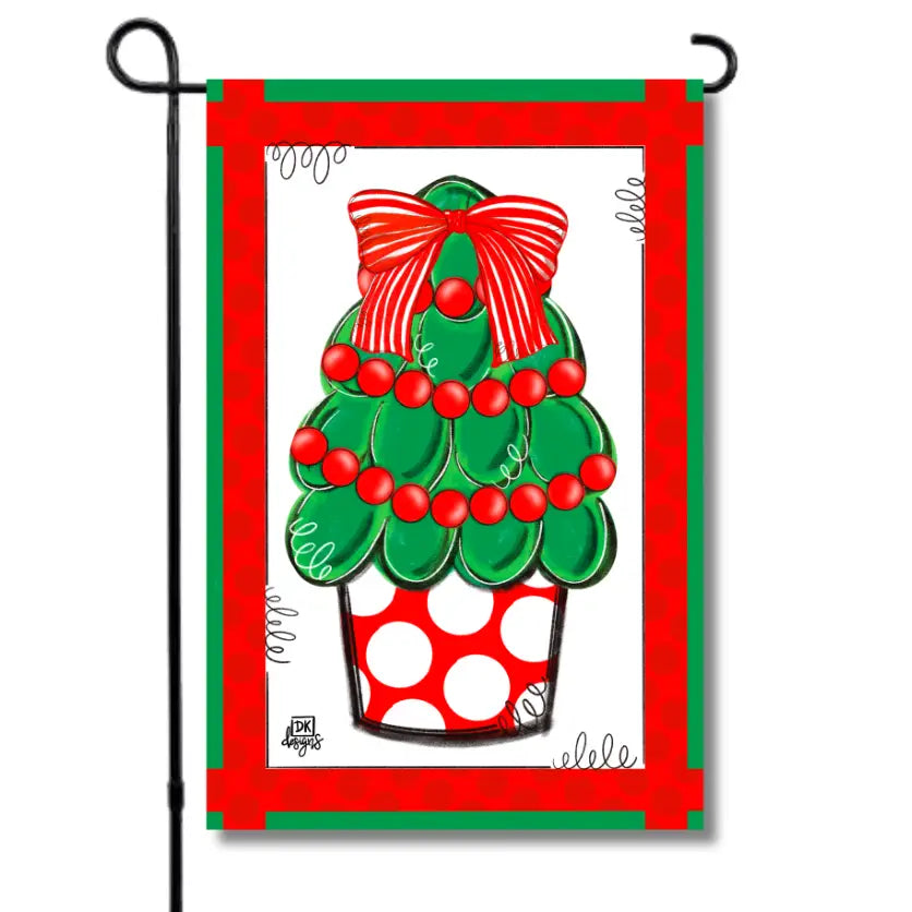 Red Dot Christmas Tree Glam Garden Flag