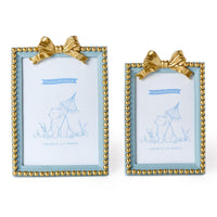 Blue Golden Beaded Bow Frames