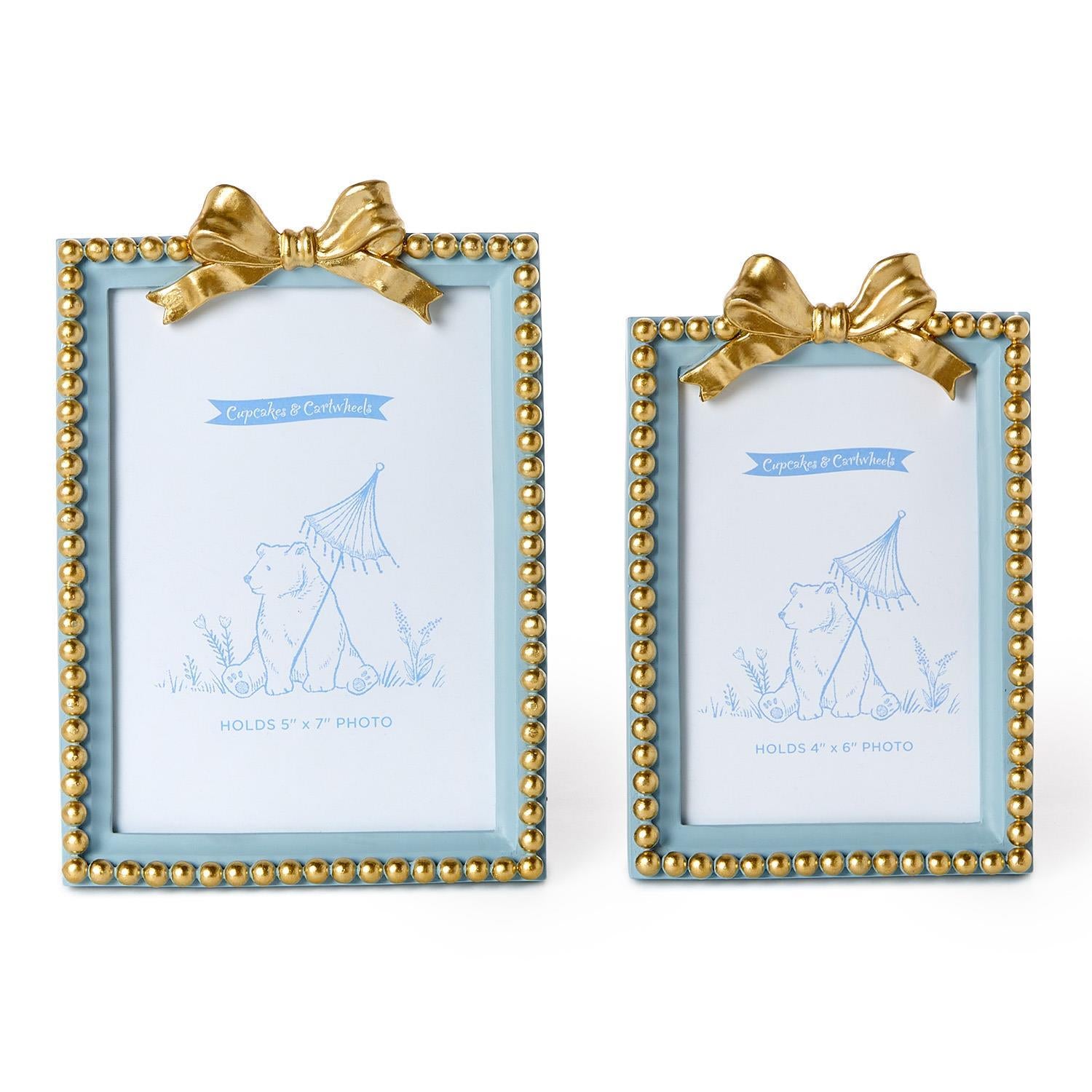 Blue Golden Beaded Bow Frames