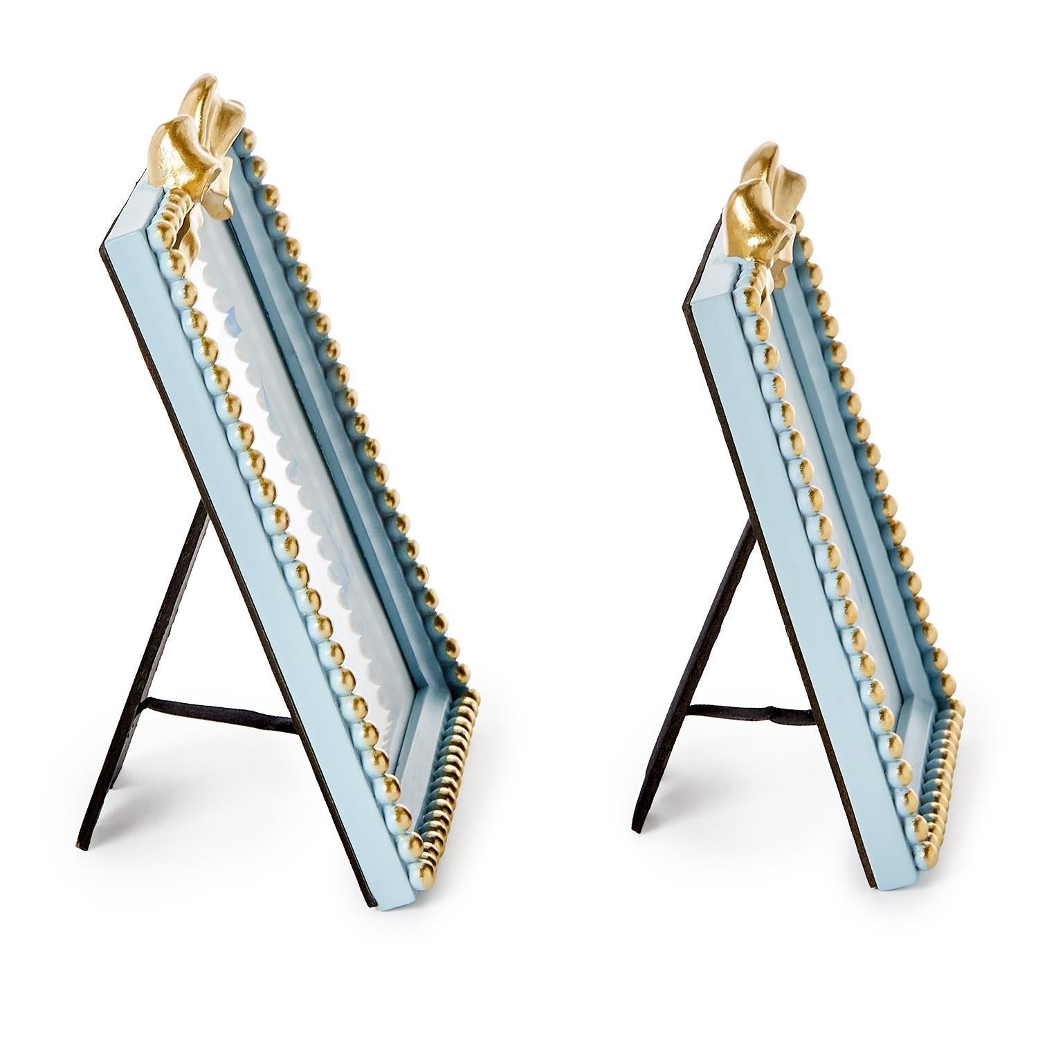 Blue Golden Beaded Bow Frames