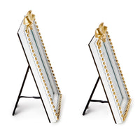 White Golden Beaded Bow Frame