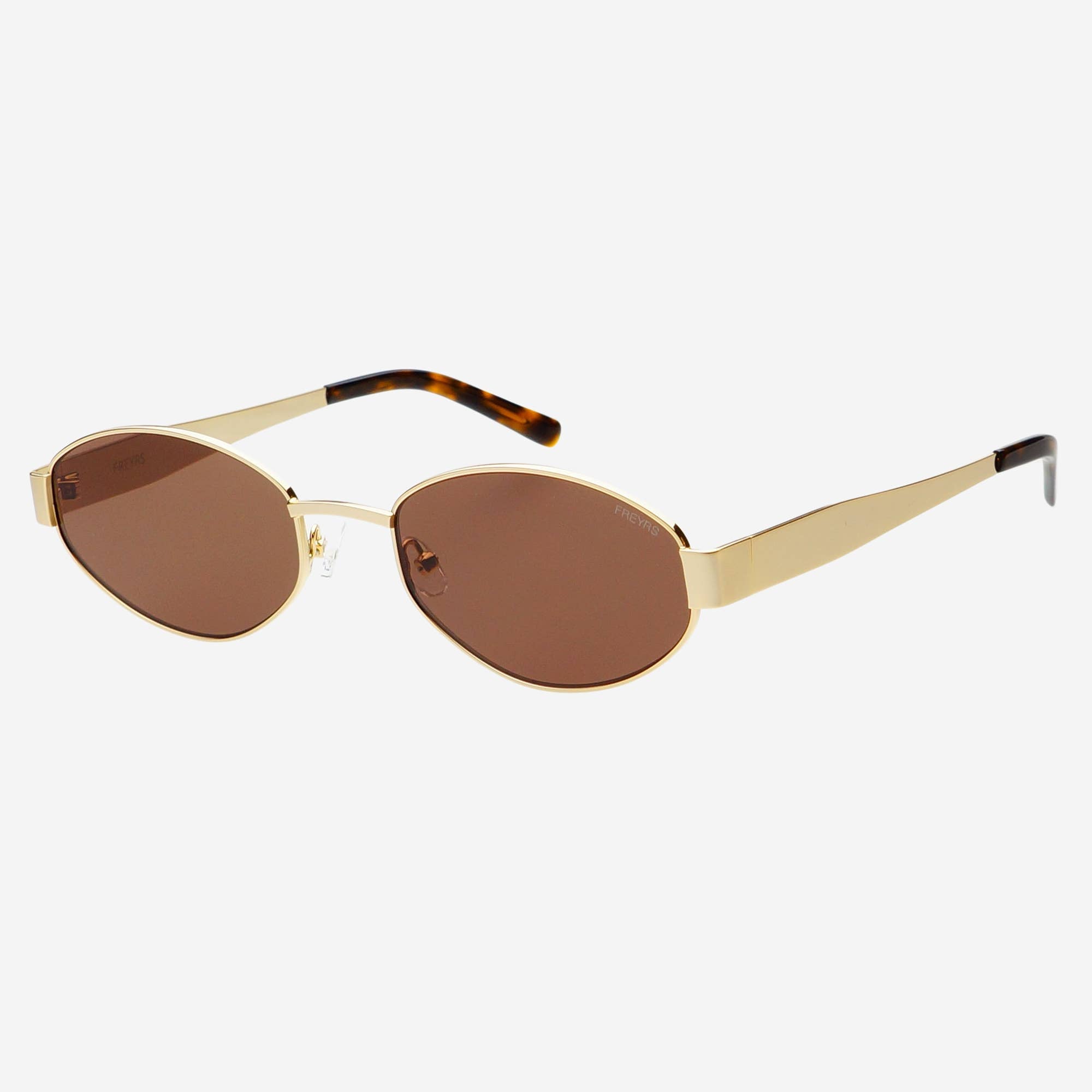 Soho Womens Oval Sunglasses: Gold / Brown