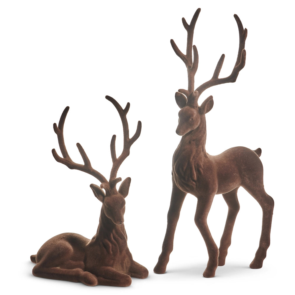 21" Standing Brown Flocked Deer
