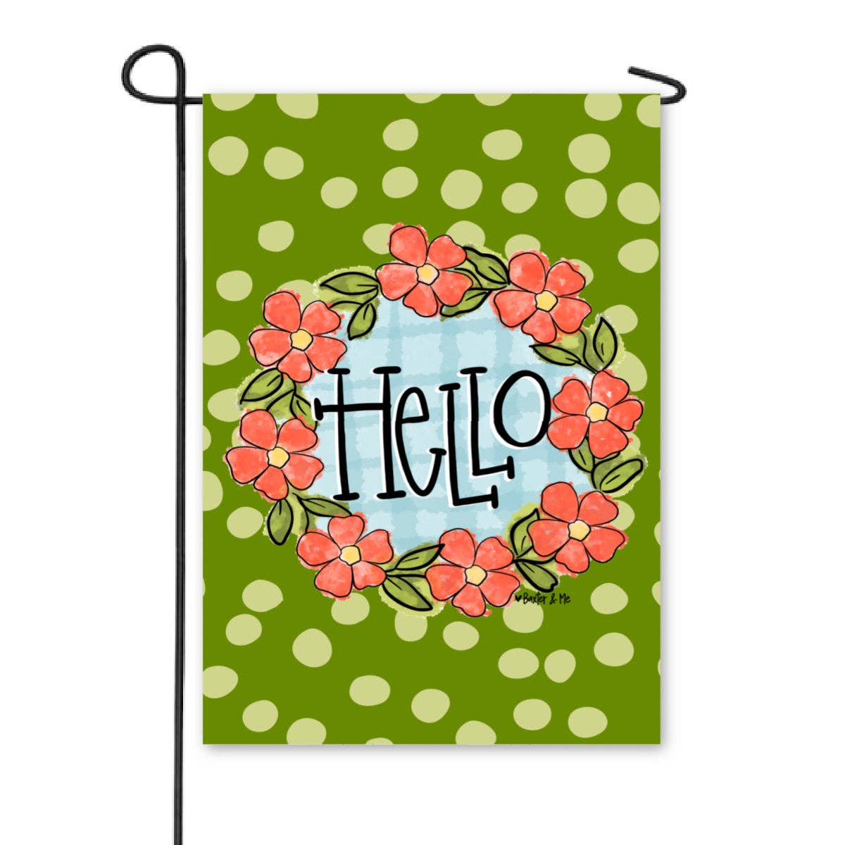 Green Coral Floral Garden Flag