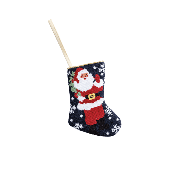 Santa Needle Point Stocking Ornament