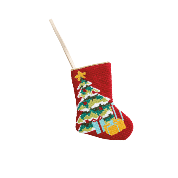 Christmas Tree Needle Point Stocking Ornament