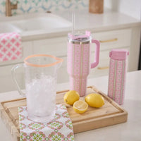 Rosemary Stripe Pink 24 oz. Insulated Water Bottle
