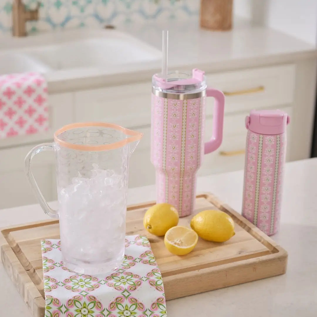 Rosemary Stripe Pink 24 oz. Insulated Water Bottle