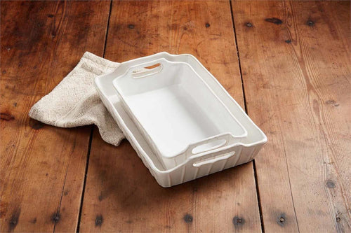 White Stoneware Baking Dish Set
