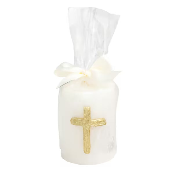 Gold Cross Pillar Candle