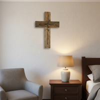 Faith Script Mango Wood Wall Cross – Natural Finish
