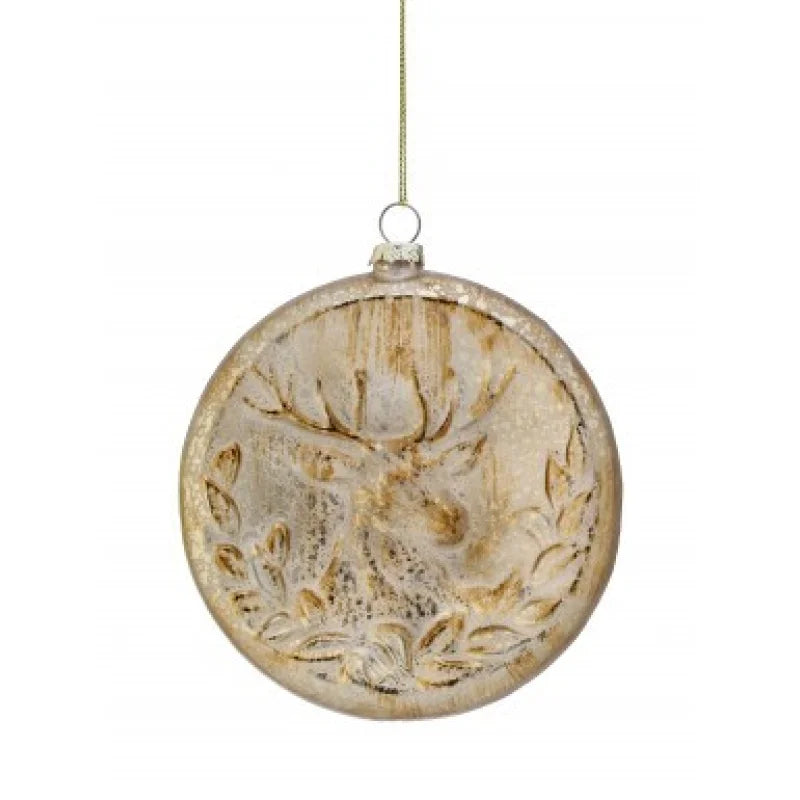 5" Glass Deer Bust Medallion Ornament