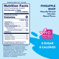 Nutrition facts label for pineapple whip with no artificial colors or flavors, on a blue background.