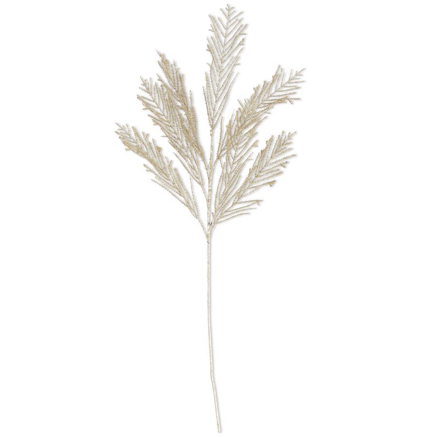 40 Inch Gold Glittered Asparagus Spray with frosted, fern-like fronds