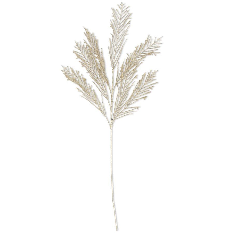 40 Inch Gold Glittered Asparagus Spray with frosted, fern-like fronds