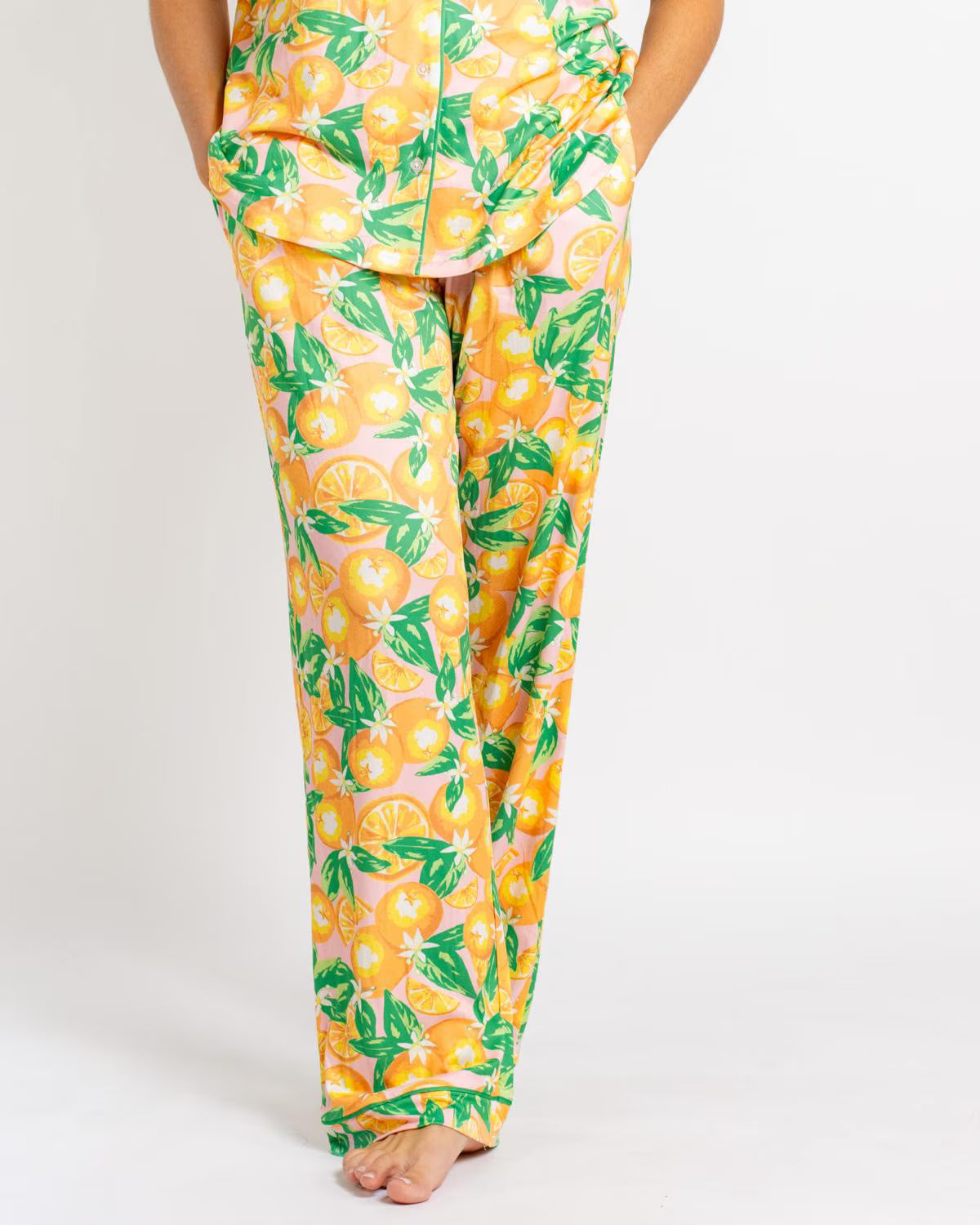 Orange Grove Short Sleeve Button Up Sleep Pants