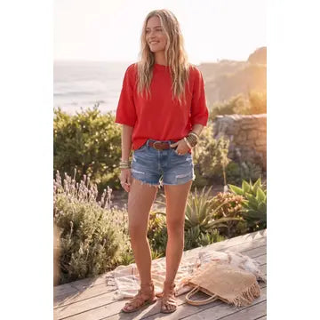 Lightweight Short Sleeve Oversized Gameday Sweater Top