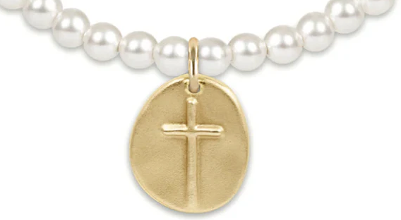 Classic Pearl 4mm Bead Bracelet- Inspire Gold Charm