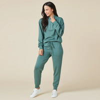 Dreamtech 1/4 Zip Jogger Set- Dusty Green