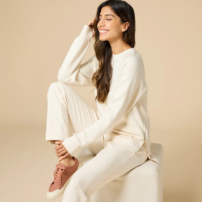 DreamTech Crew Tunic with Side Zip & Ankle Cuff Pant-Almond