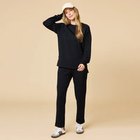 DreamTech Crew Tunic with Side Zip & Ankle Cuff Pant-Black