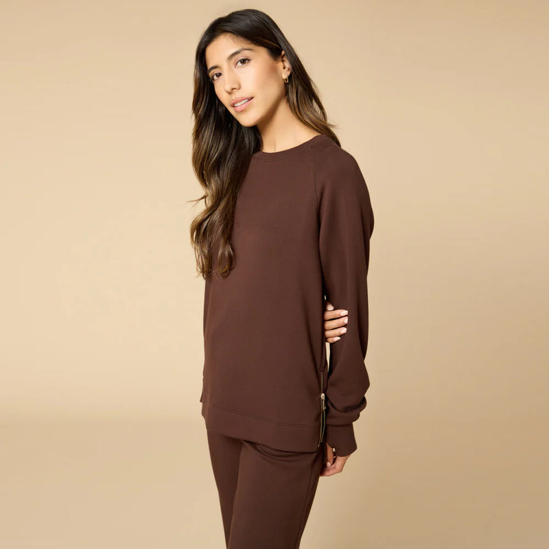 DreamTech Crew Tunic with Side Zip & Ankle Cuff Pant-Espresso