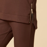 DreamTech Crew Tunic with Side Zip & Ankle Cuff Pant-Espresso