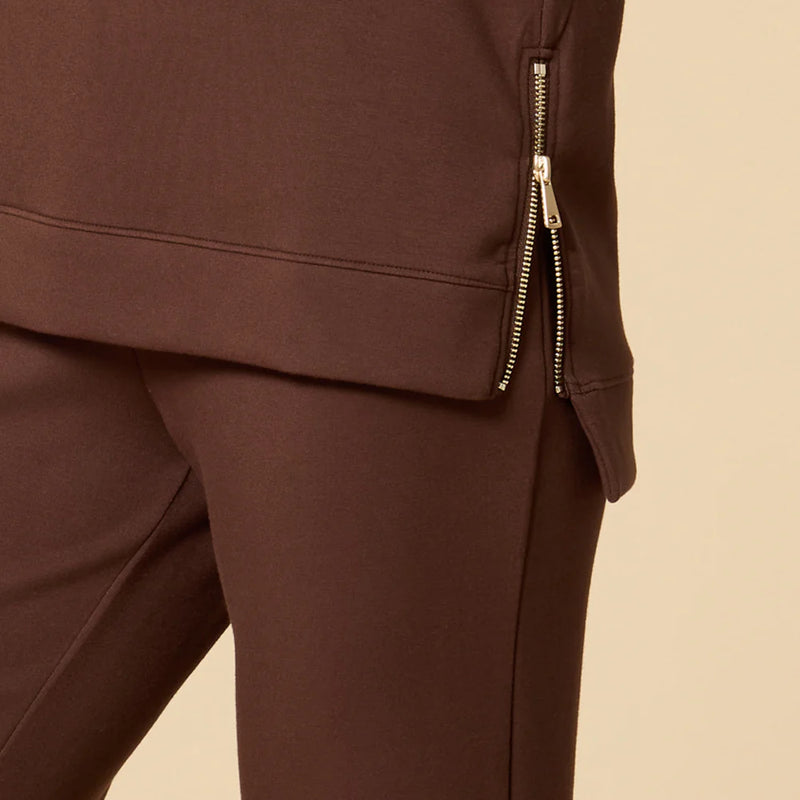 DreamTech Crew Tunic with Side Zip & Ankle Cuff Pant-Espresso