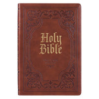 King James Version Thinline Large Print Faux Leather Bible, Antiqued Brown