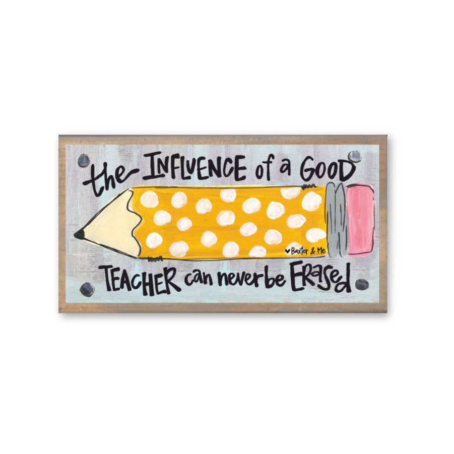 Teacher Pencil Driftwood Happy Block