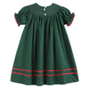 Green Christmas Mistletoe Smocked Bishop Dress