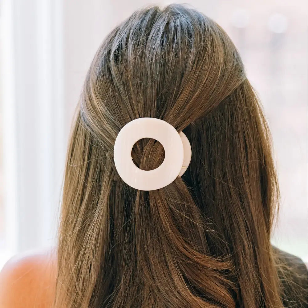 Flat Circle Hair Clip  - Almond Beige