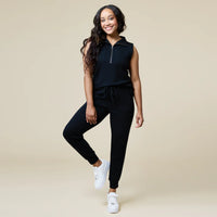 Pure Dream 1/4 Zip Jogger Set-Black