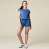 Pure Dream Short Raglan Crew Neck Short Set-Indigo