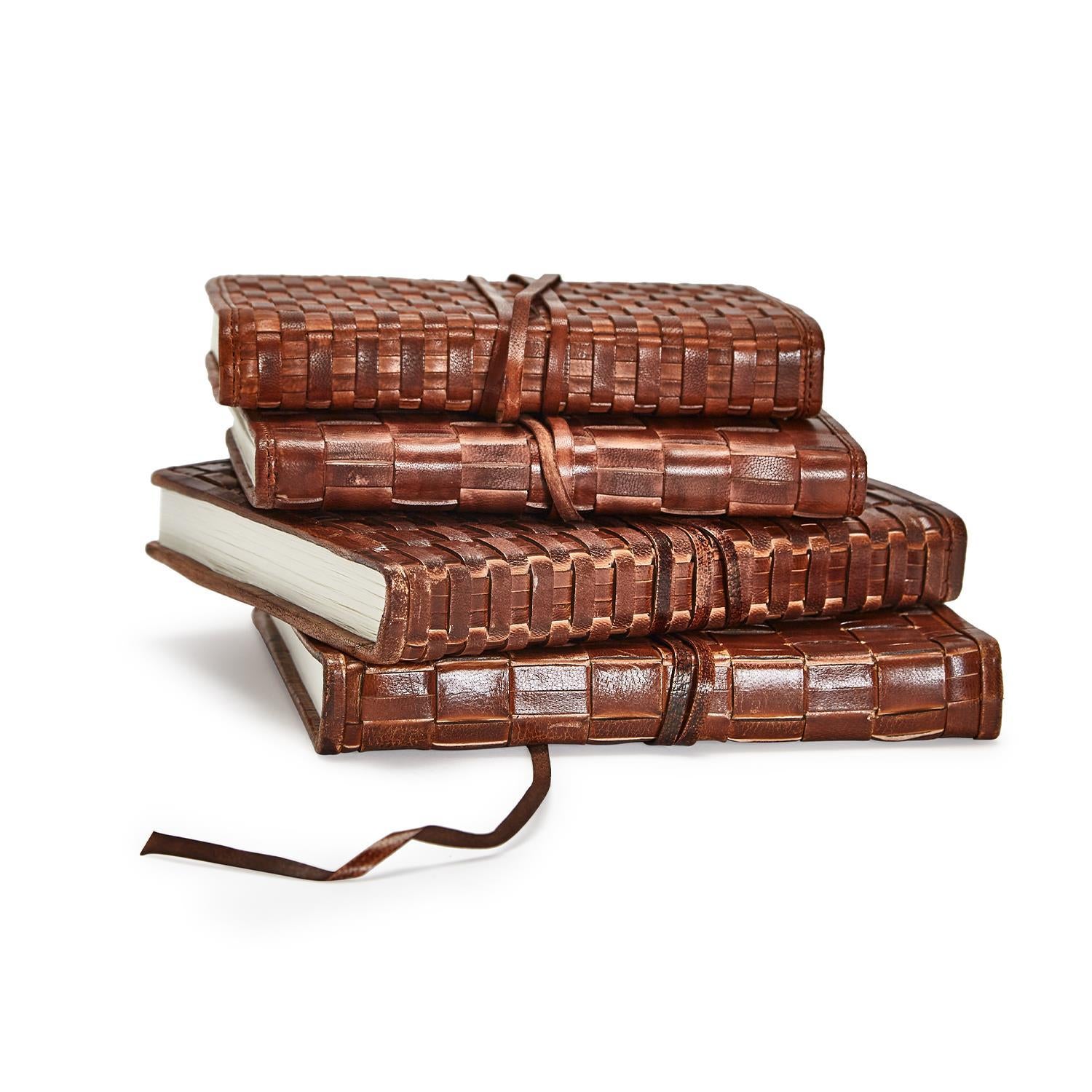 Chestnut Woven Leather Journal-Light Color
