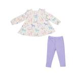 Fun Unicorns Ruffle Top Tunic and Rib Legging Set