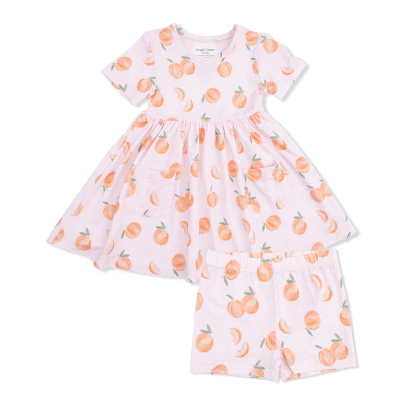 Sweet Peach Twirly Dress with Cartwheel Short