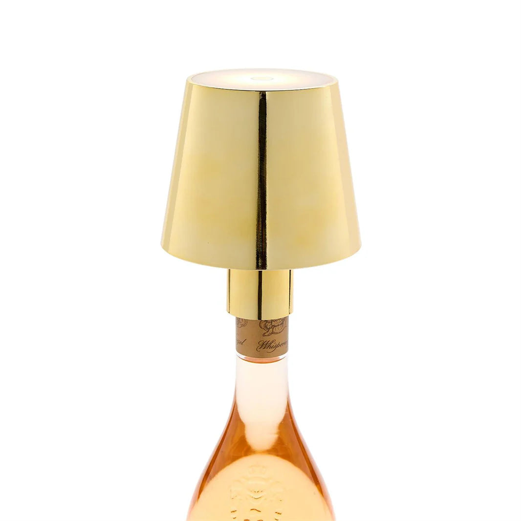 Gold Bamboo LED Cordless + Rechargeable Bottle Lamp