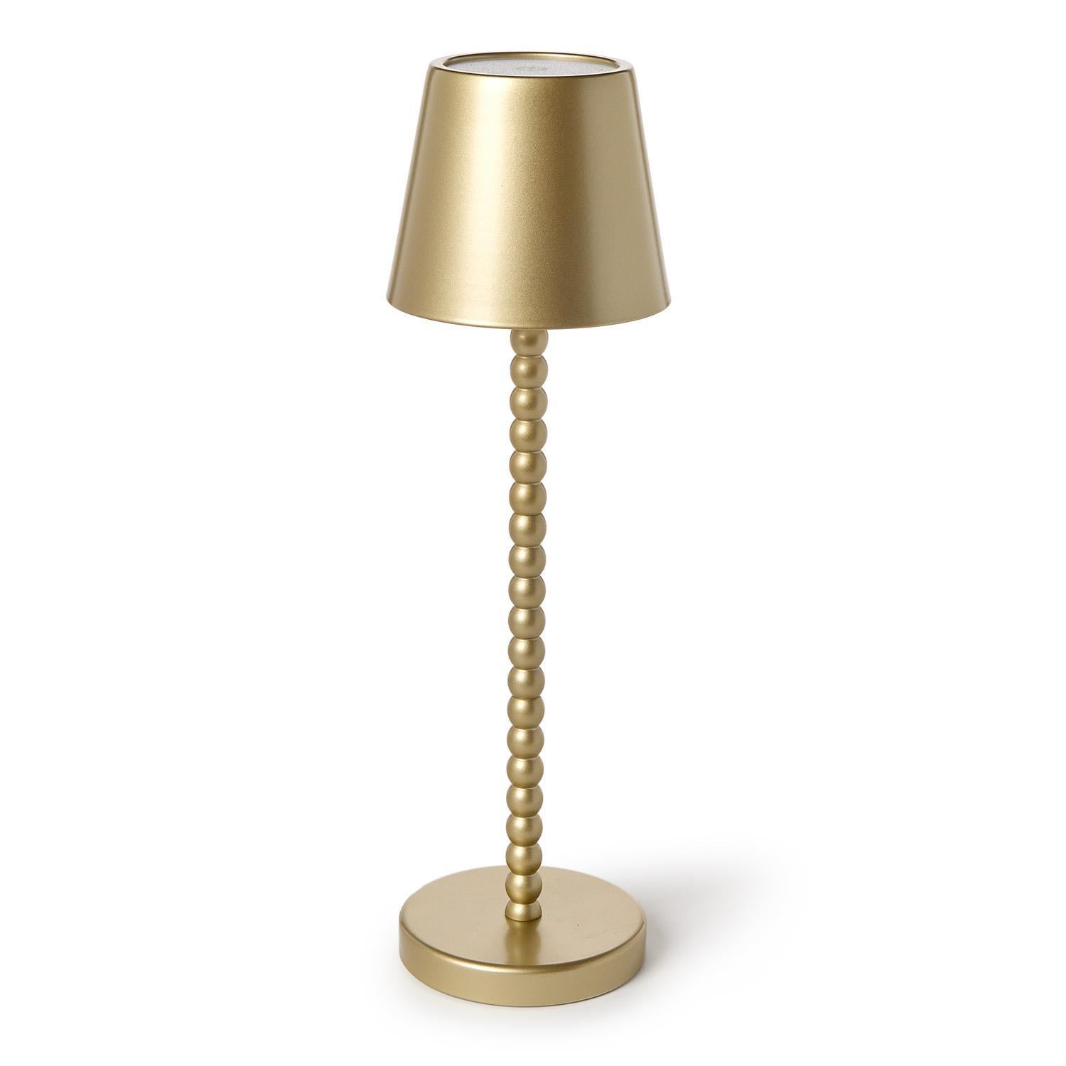 LED Cordless Gold Beaded Pole Table Lamp with Charging Base