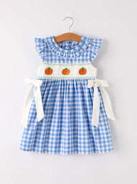 Blue Pumpkin Smocked Embroidery Baby Girl Dress