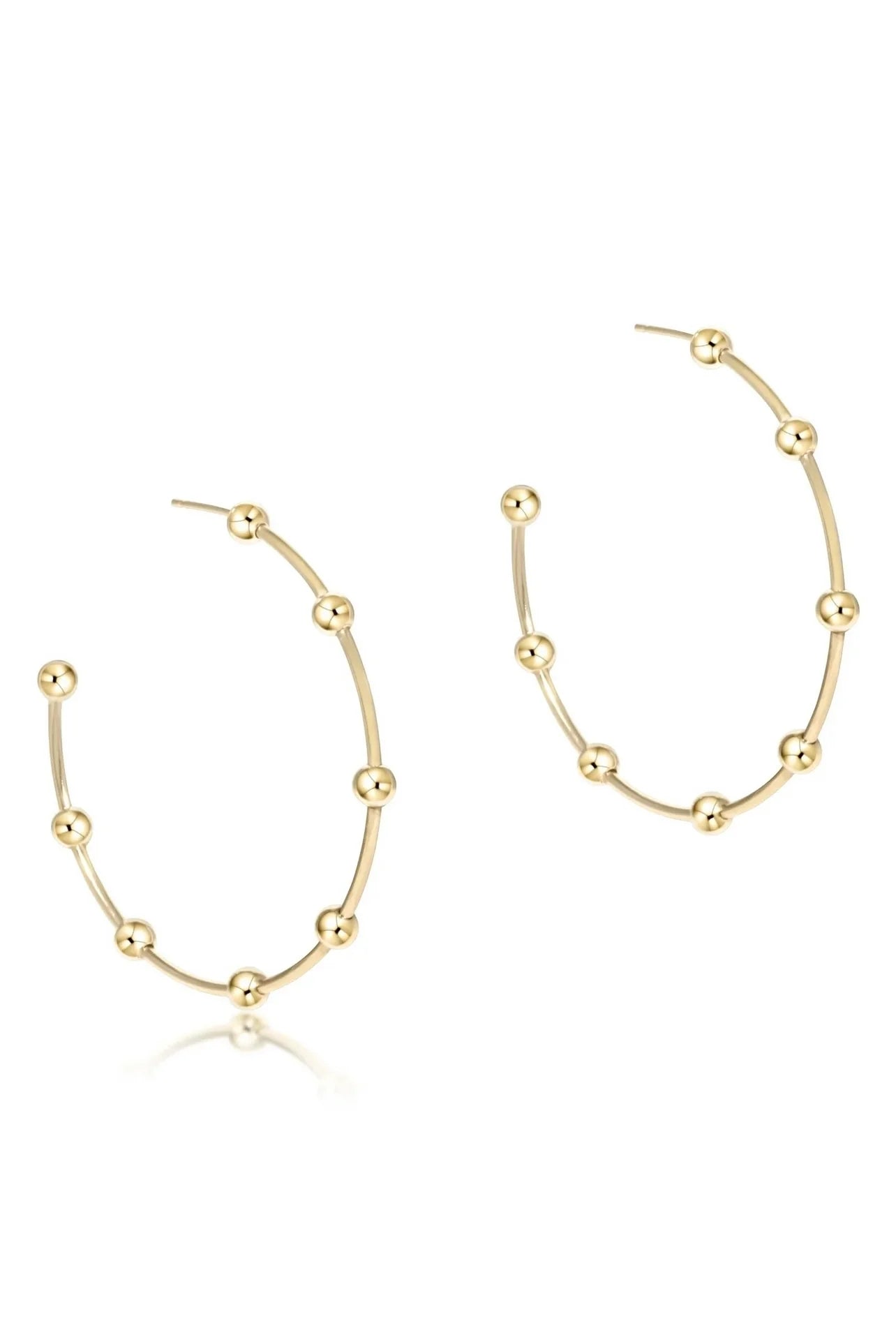 Beaded Simplicity 1.5" Post Hoop Earrings 4mm- Gold