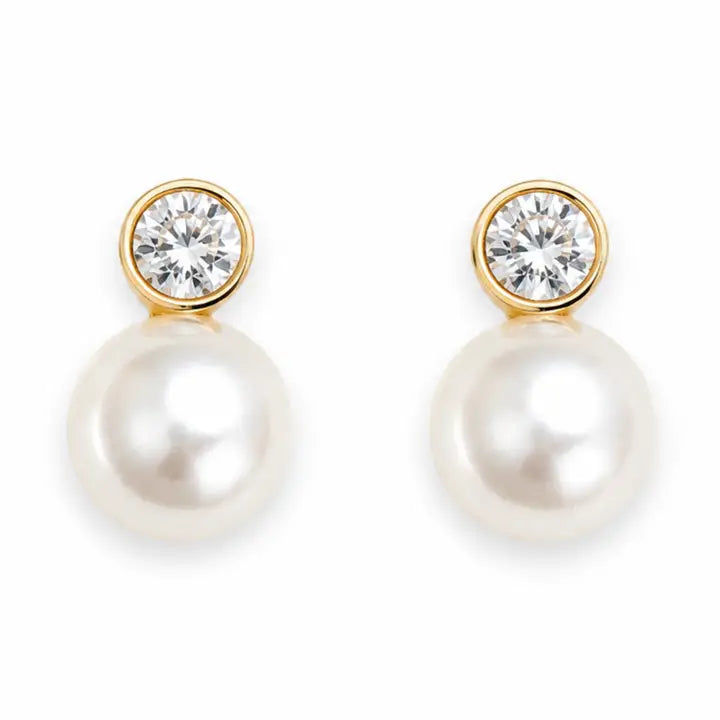 Modern Classic Pearl & Gold Sparkle Stud Earrings