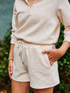 Lindsey Ivory Shorts and Long Sleeve Top Set