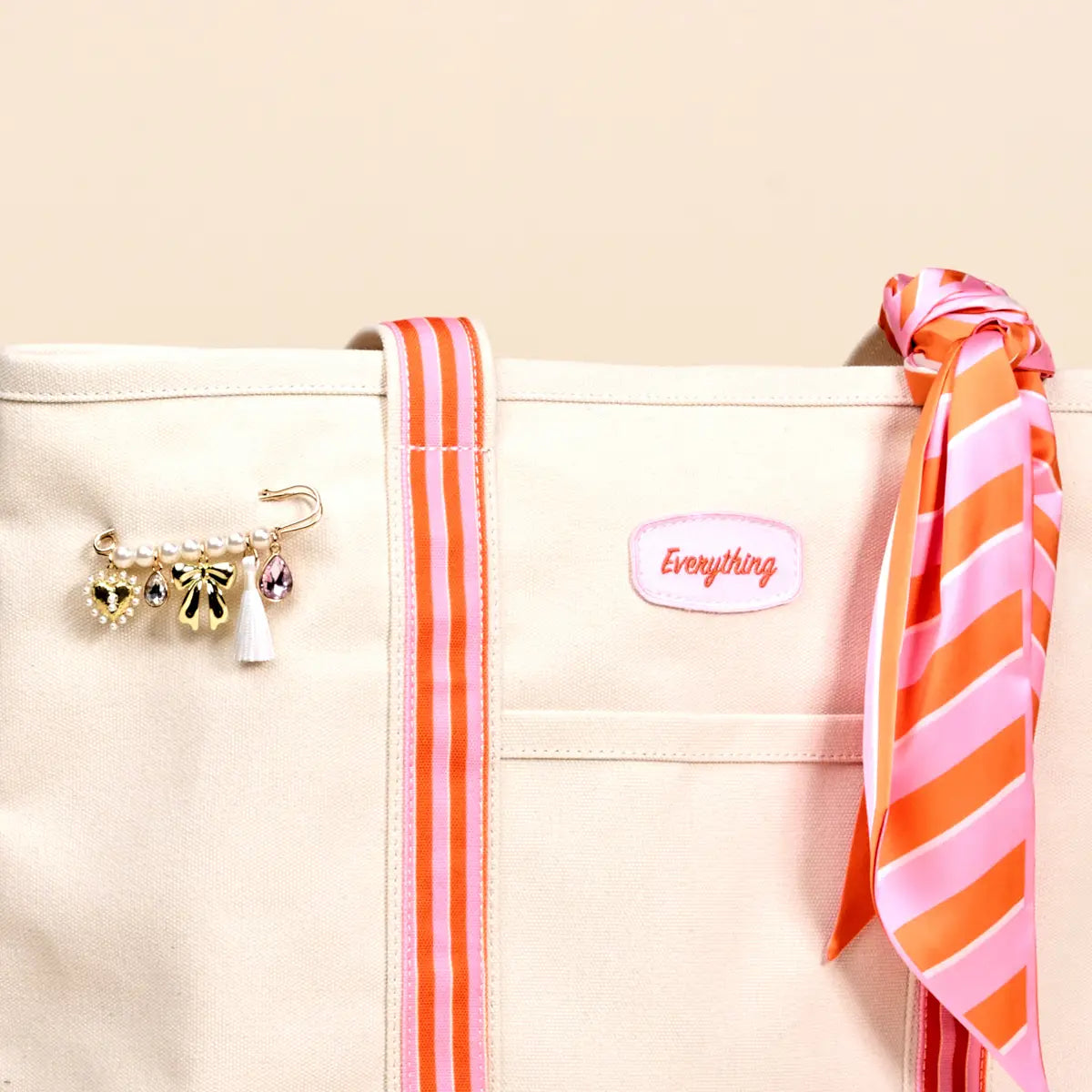 The Darling Canvas Tote Bag–Sicily Stripes- Pink